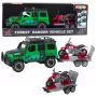 LEAN TOYS Off-road Vehicle Set with Tow Truck and Motorcycle Lights and Sounds Green