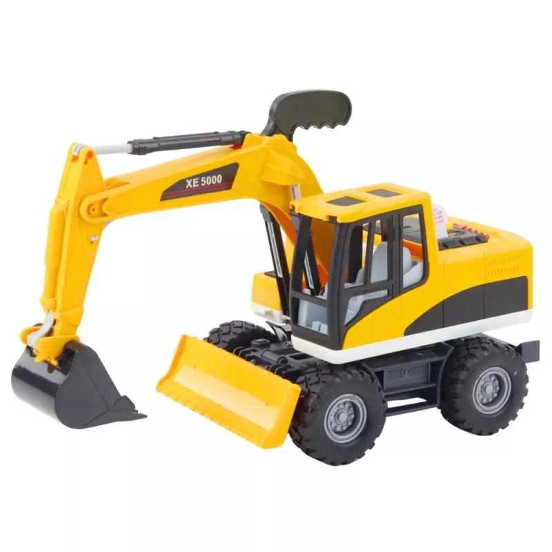 LEAN TOYS Construction Backhoe Bulldozer with Movable Swivel Bucket, Cab, Lights & Sounds