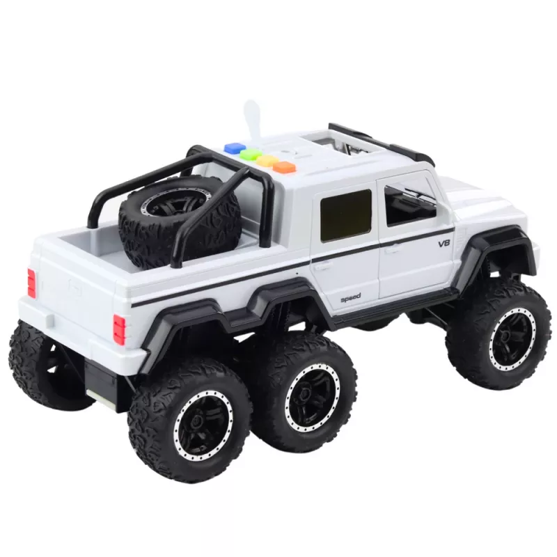 LEAN TOYS Off-road Car Friction Drive Lights Sounds Pearl White 6x6 1:16