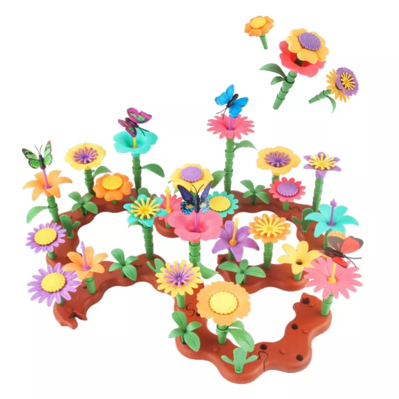 LEAN TOYS Creative Garden Flowers Construction Blocks Set 198 pcs.