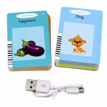 LEAN TOYS English Word Learning Card Reader Educational Toy Pink