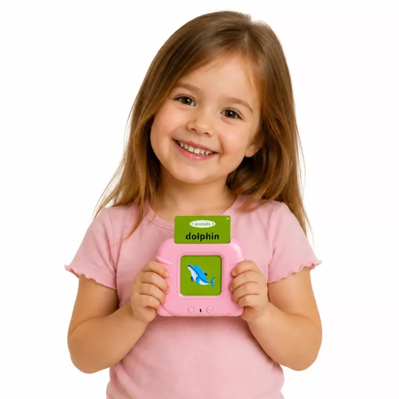 LEAN TOYS English Word Learning Card Reader Educational Toy Pink