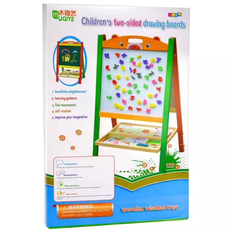 LEAN TOYS Double-sided Magnetic Educational Chalk Board 2 in 1 with Markers, Letters, Numbers