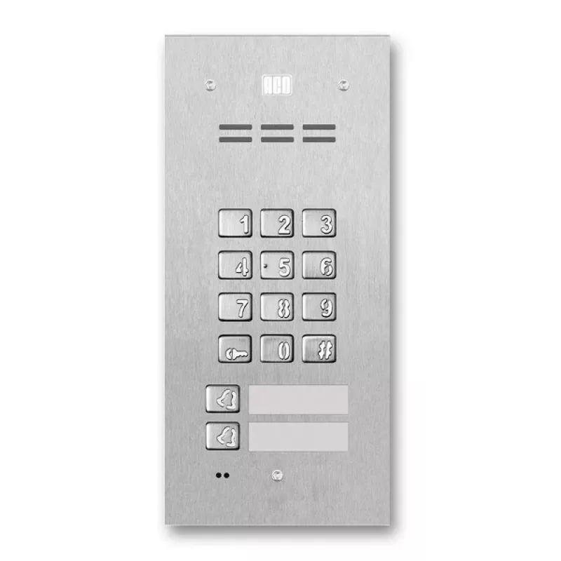 ACO FAM-P-2NPZSACC 2-Family Flush-Mounted Outdoor Entry Panel with RFID Reader and Cipher Lock, Silver