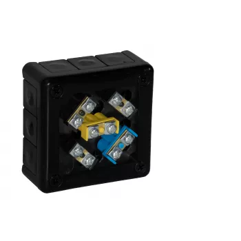 VIPLAST VP-41 Surface-Mounted Junction Box with Terminals, 12 Cable Entries, IP55, Black, 98x98x42mm