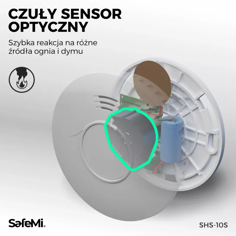 SAFEMI SHS-10W WiFi Smoke Detector - Photoelectric, 85dB, Tuya Smart, 2-Year Battery, EN14604