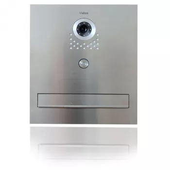 VIDOS S551-SKM Mailbox with Integrated Video Intercom, Brushed Stainless Steel, Flush-mounted
