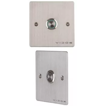 VIDOS OP05 Exit Button - Surface Mount, Momentary Push, NO/NC/COM, White Housing, Green Button