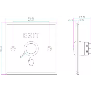 VIDOS OP06 Exit Button - White, Surface Mount, Momentary Switch, NO/NC/COM, ABS Plastic