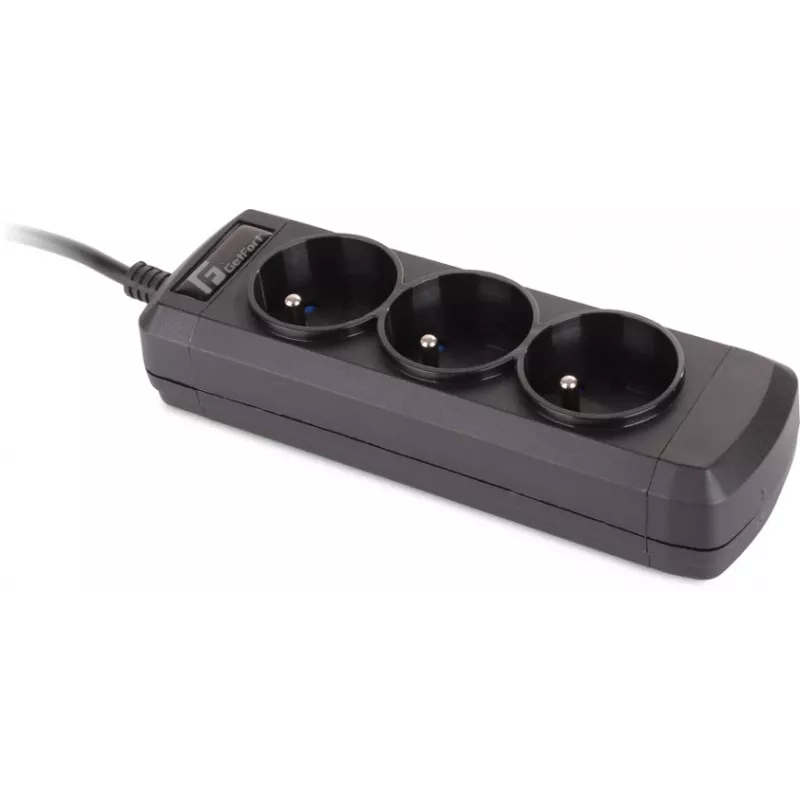 GETFORT UPS C14 Power Strip 3x French Type E Sockets 1.5m Black