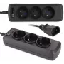 GETFORT UPS C14 Power Strip 3x French Type E Sockets 1.5m Black