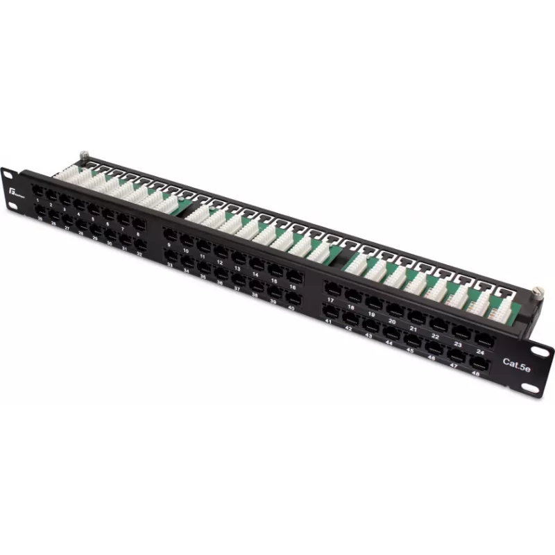 GETFORT PGF-5EUTP48-B9 Patch Panel UTP Cat.5e 48 Port 2U 19 inch Rackmount Black