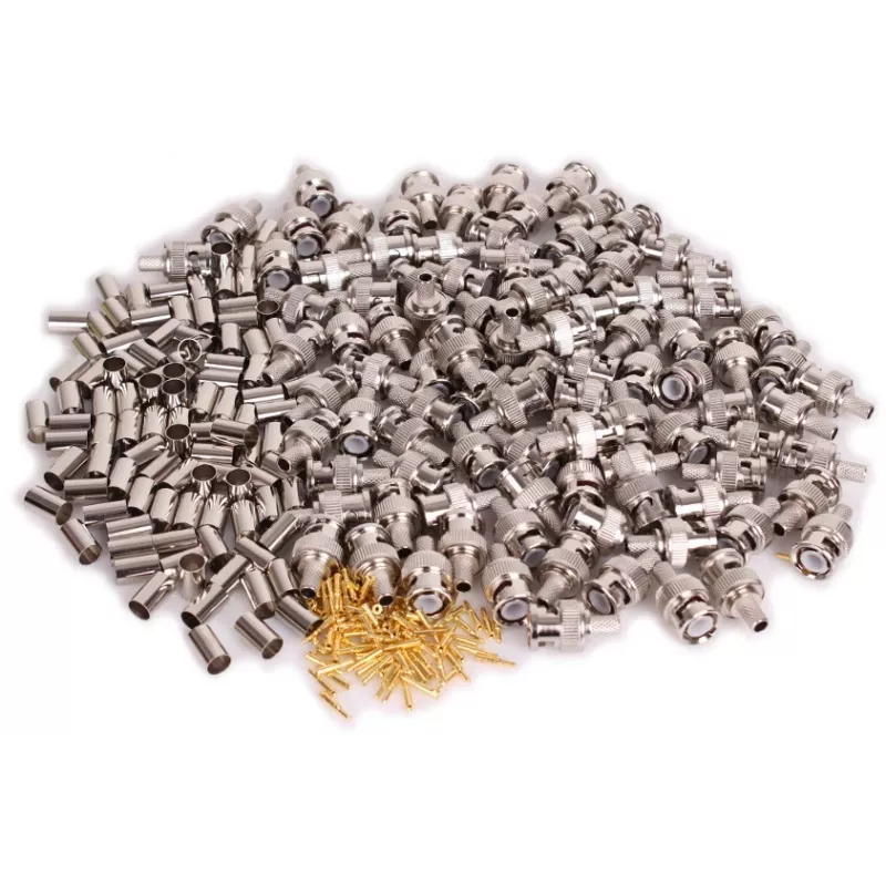 GETFORT BNC-Z RG59 Crimp BNC Male Plug for RG59 Coaxial Cable, 100 Pieces