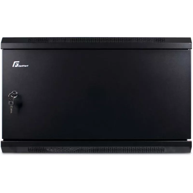 GETFORT 19 inch CALI 6U 600x450 Wall Mount Rack Cabinet with Solid Steel Door - Black (RAL 9004)