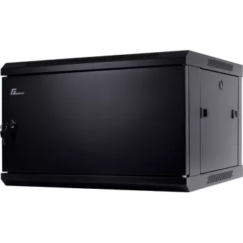 GETFORT 19 inch CALI 6U 600x450 Wall Mount Rack Cabinet with Solid Steel Door - Black (RAL 9004)