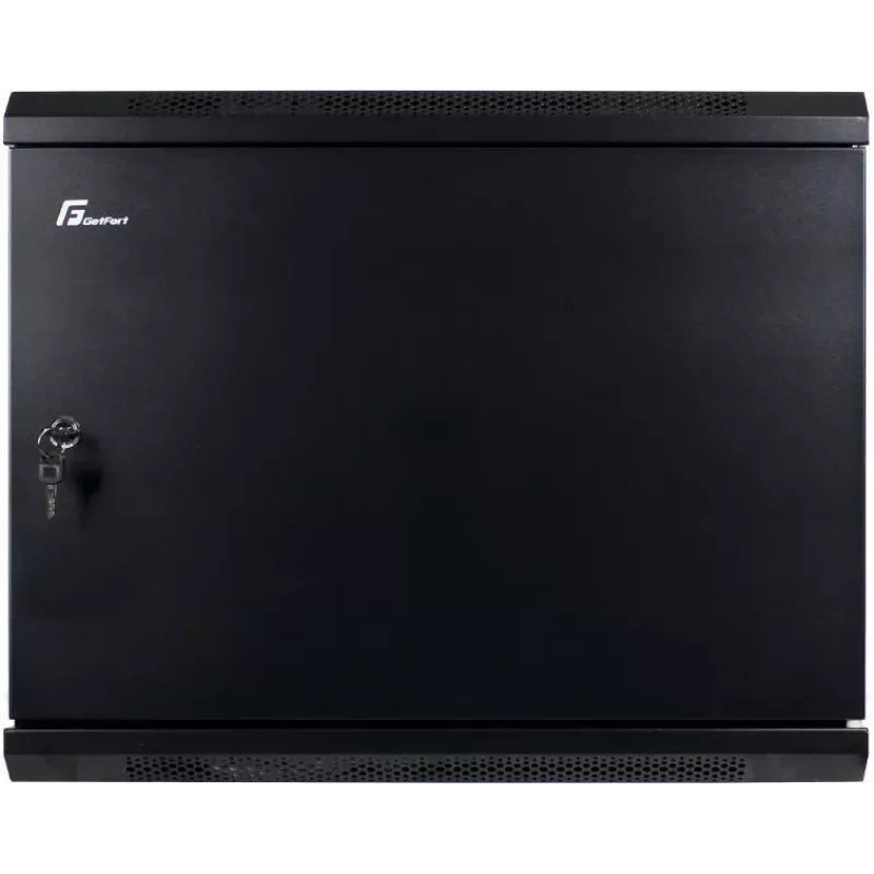 GETFORT 19 inch CALI 9U 600x450 Wall-Mount Rack Cabinet with Solid Steel Door, Black (RAL 9005)