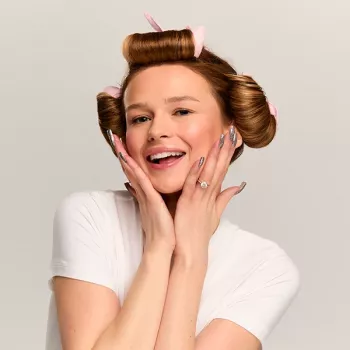 GLOV_SET Overnight Blowout Set Heatless Hair Curlers 3pcs + Mini Satin Bonnets 3pcs Pink