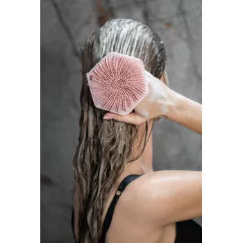 GLOV Bubble Burst 3-in-1 Silicone Body, Scalp & Back Scrubber and Massager - Rose Pink