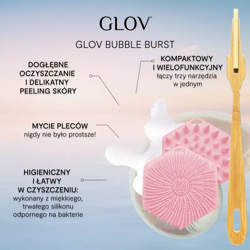 GLOV Bubble Burst 3-in-1 Silicone Body, Scalp & Back Scrubber and Massager - Rose Pink