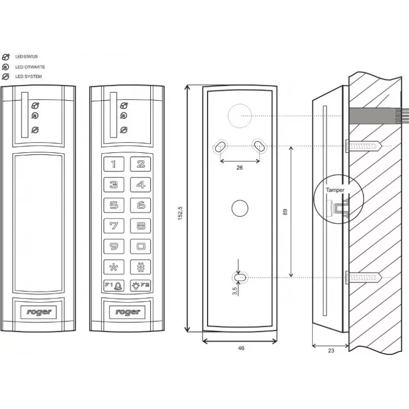 ROGER PR312EM-BK Access Controller with EM 125 kHz Proximity Reader