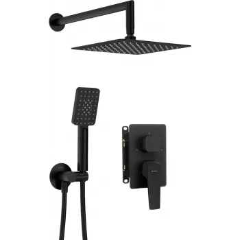 DEANTE Concealed Shower Set with Mixer BOX, Omnires Y Series, Matte Black, Rain Shower Ø250 mm