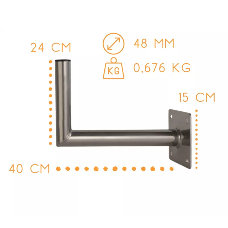 CORAB USL-48/400AL Angled Wall Mount Bracket 48mm 400mm Aluminum