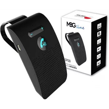 MBG Line SP09 Bluetooth Hands-Free Car Kit with DSP Noise Reduction, 15h Talk Time, Visor Clip