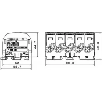 SIMET SIMBLOCK SCB 25-5X Distribution Block Al/Cu 1x25mm² Input 5x1.5-16mm² Output Grey