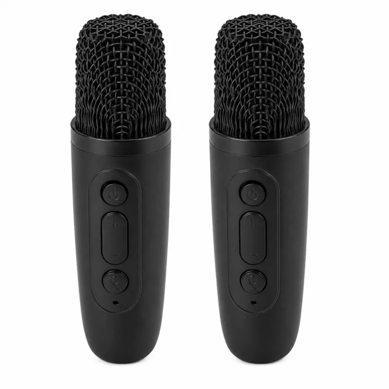 LEAN Karaoke Set Bluetooth Speaker Two Microphones LED Lights Black