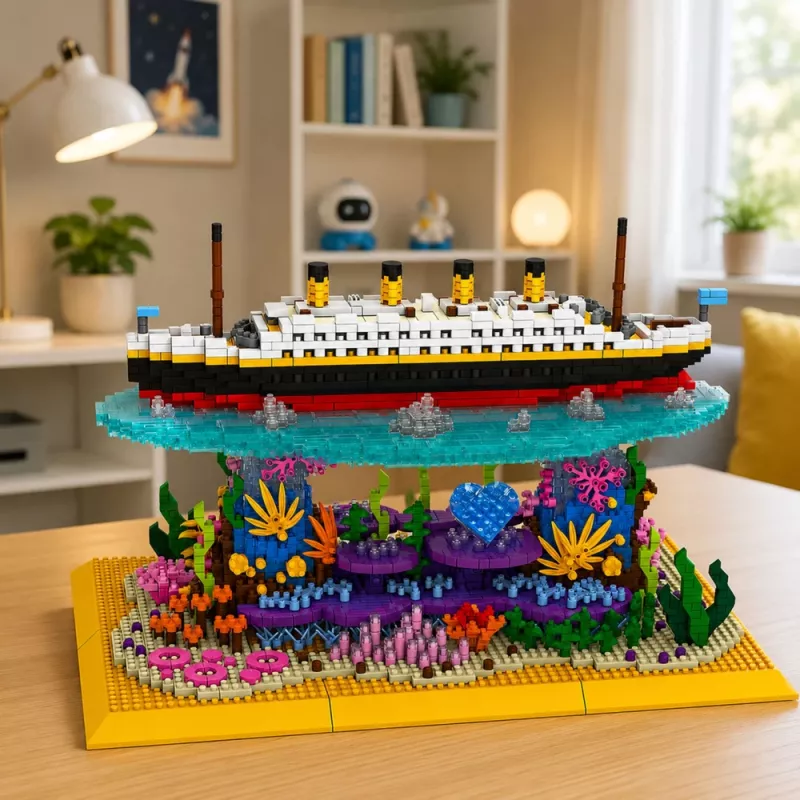 LEAN TOYS Construction Bricks Titanic Ship on a Coral Reef 3892 pcs.
