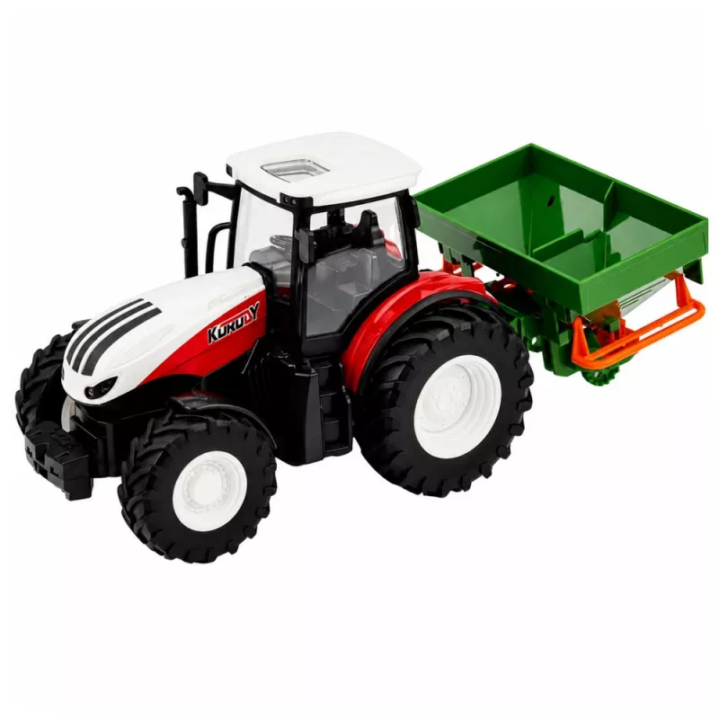 LEAN TOYS RC Remote Controlled Agricultural Tractor with Seeder Lights Red 1:24