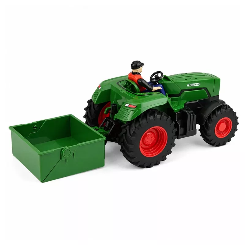 LEAN TOYS Remote Controlled RC Agricultural Tractor with Box Trailer Farmer 1:24