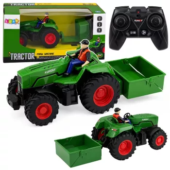 LEAN TOYS Remote Controlled RC Agricultural Tractor with Box Trailer Farmer 1:24