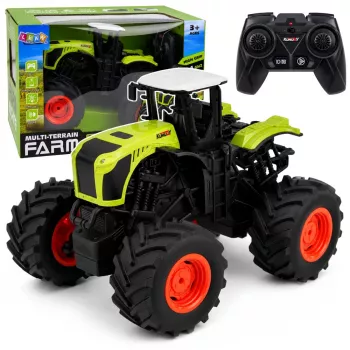 LEAN TOYS Tall Remote Controlled RC Farm Tractor Green Lights Sounds 1:16