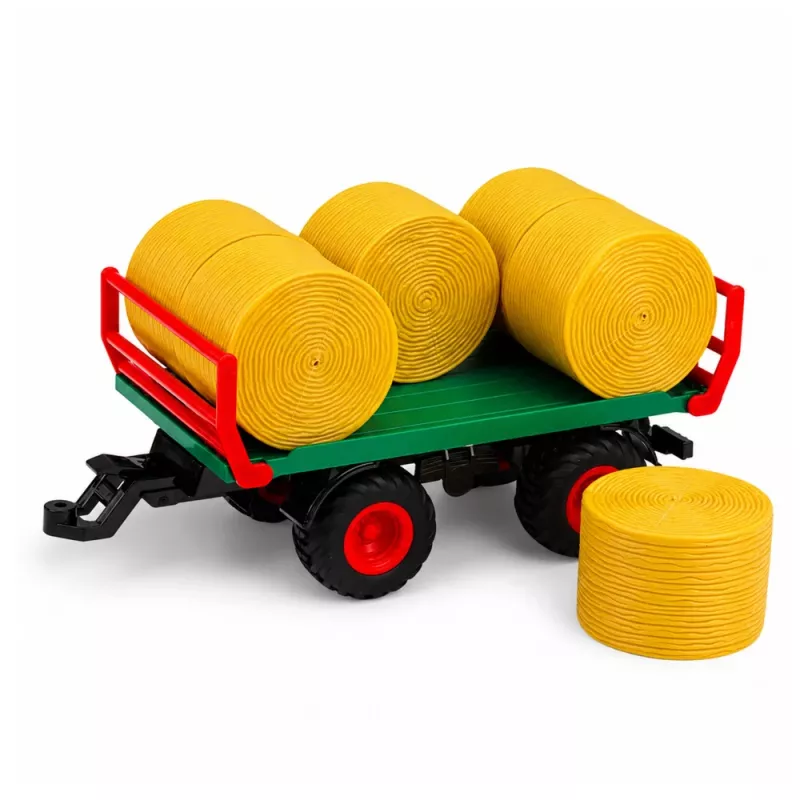 LEAN TOYS Remote Controlled RC Farm Tractor with Hay Bale Trailer and Lights 1:24