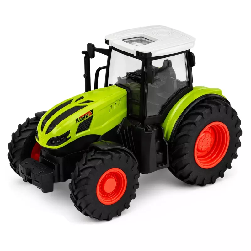 LEAN TOYS Remote Controlled RC Farm Tractor with Hay Bale Trailer and Lights 1:24