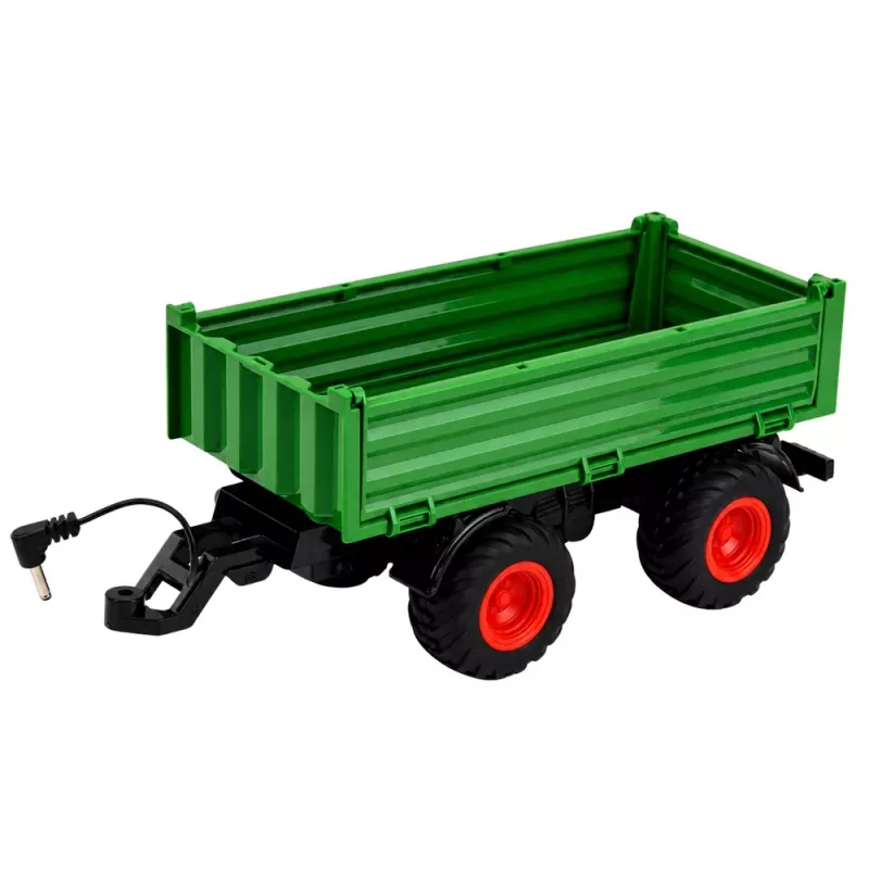 LEAN TOYS Remote Controlled RC Agricultural Tractor with Tipper Trailer Green 1:24