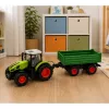 LEAN TOYS Remote Controlled RC Agricultural Tractor with Tipper Trailer Green 1:24