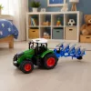 LEAN TOYS Agricultural Farm Tractor With Double-Furrow Plow Rubber Wheels Green 1:24