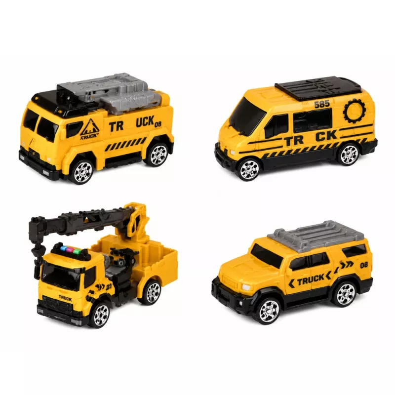 LEAN TOYS Truck with Crane and Vehicle Transporter Lights Sounds Yellow