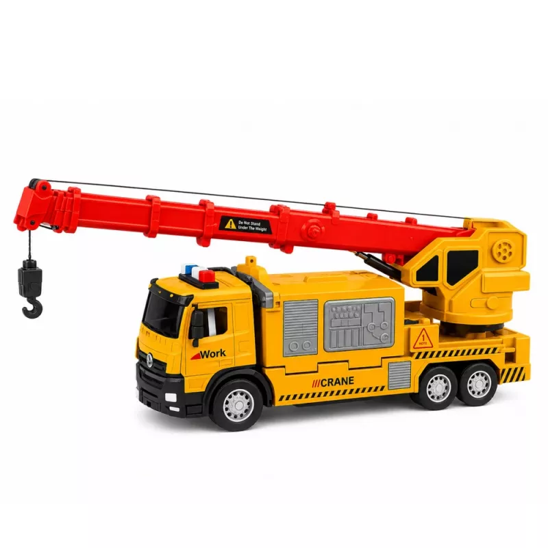 LEAN TOYS Truck with Crane and Vehicle Transporter Lights Sounds Yellow