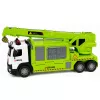 LEAN TOYS Truck with Crane and Vehicle Transporter Lights Sounds Green
