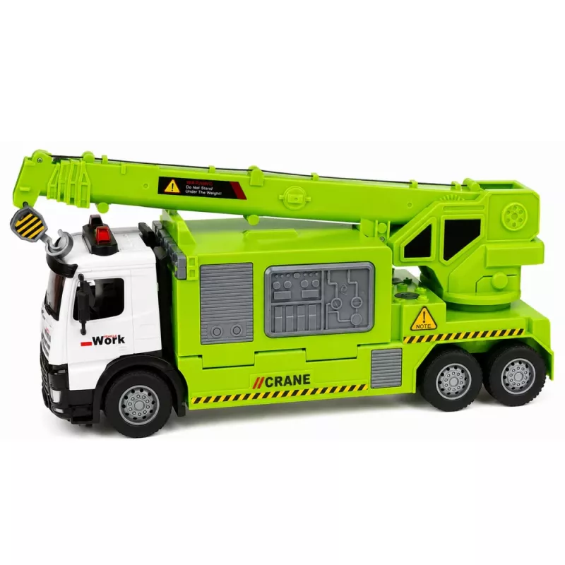 LEAN TOYS Truck with Crane and Vehicle Transporter Lights Sounds Green