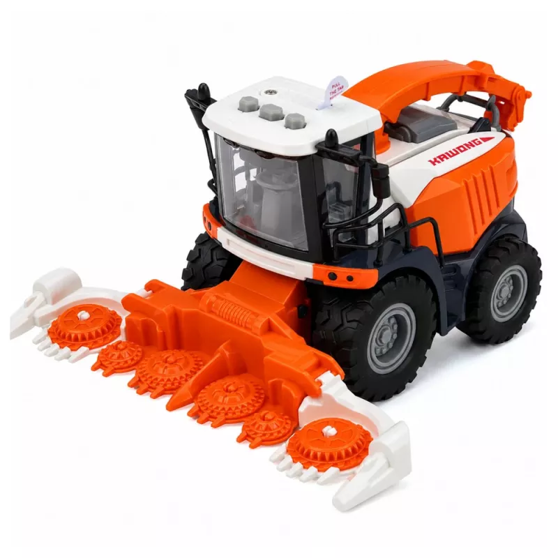 LEAN TOYS Agricultural Combine Harvester with Header and Plow Farmer Figures Horse Lights Sounds 4 pcs.