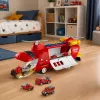 LEAN TOYS Large Foldable Firefighter Transport Plane with Vehicles, Lights, and Sounds