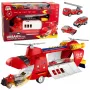 LEAN TOYS Large Foldable Firefighter Transport Plane with Vehicles, Lights, and Sounds