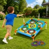 LEAN TOYS 4-in-1 Target Throwing Skill Game with Board, Bags, Hoops, Frisbee