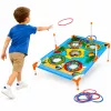 LEAN TOYS 4-in-1 Target Throwing Skill Game with Board, Bags, Hoops, Frisbee