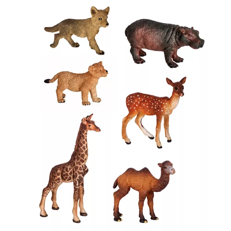 LEAN TOYS Set of Wild Animals Figures Fox Giraffe Hippo Deer Park 3D Board