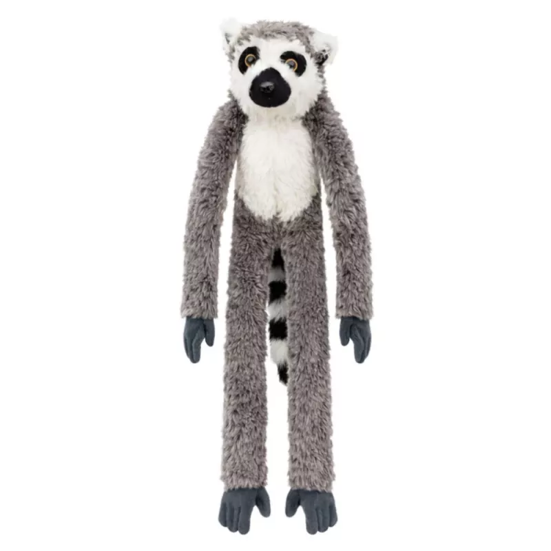 LEAN TOYS Plush Lemur Mascot Cuddly Toy with Velcro Paws for Hanging, 50 cm, Grey/White/Black